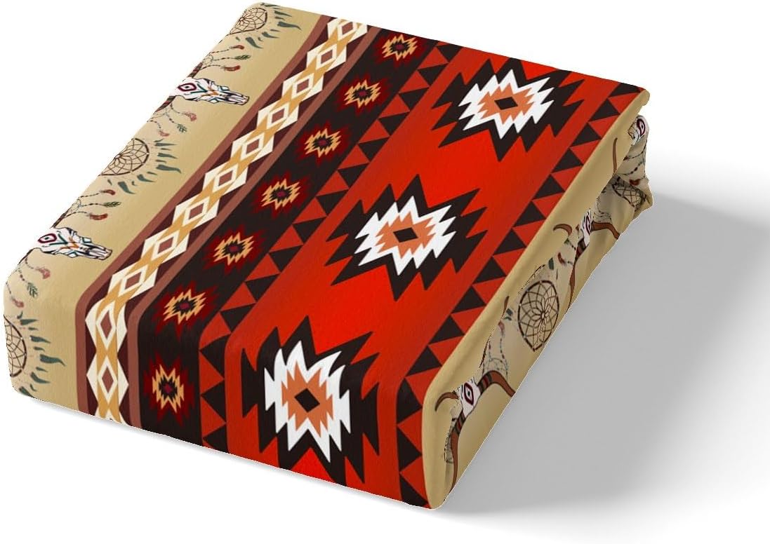 Southwestern – Juego de sábanas tamaño King de vaquero occidental para niños y niñas, diseño de calavera de toro, atrapasueños, decoración de