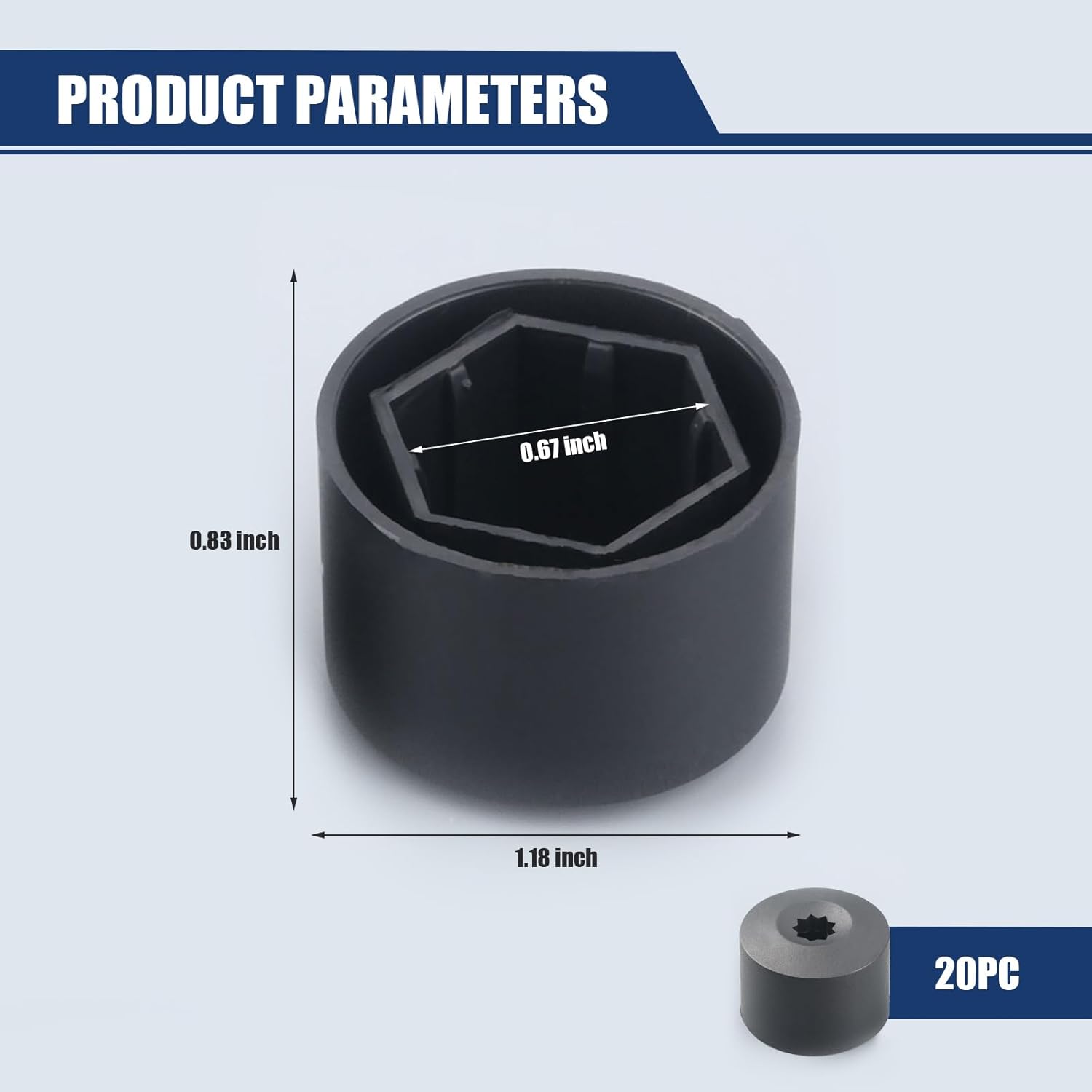 21 cubiertas para tuercas de neumático de automóvil, 0.669 in, hexagonal interior a prueba de polvo, con clip de extracción, decoración de rueda,