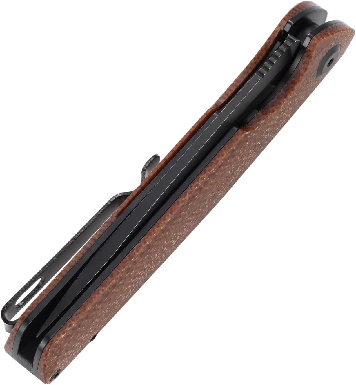 Sitivien Cuchillo plegable ST102, hoja de acero D2+mango Micarta EDC herramienta cuchillo para exteriores, camping, caza, supervivencia (marrón)