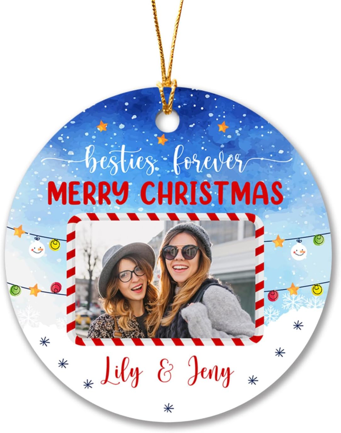 Adornos de Navidad con foto personalizada 2023 para amigos, mejores para siempre, adorno de feliz Navidad, regalo de adorno de Navidad personalizado