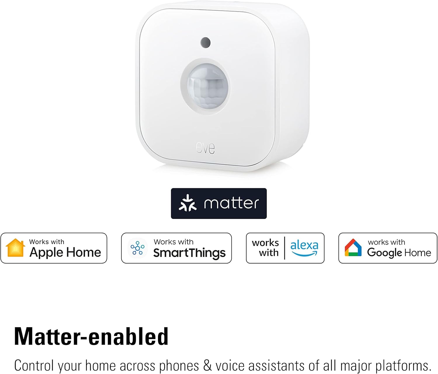 Eve Paquete de 3 unidades de movimiento y sensor de luz inteligente, IPX3, activación automática de dispositivos, a prueba de futuro con materia y