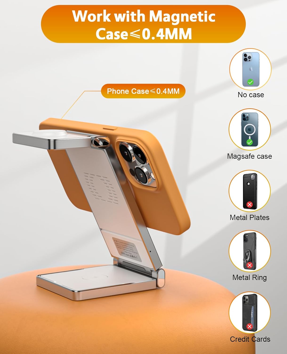 REOKILY Mag-Safe – Soporte de carga para iPhone y reloj para dispositivos Apple, base de carga plegable magnética 3 en 1 para Airpods y iPhone