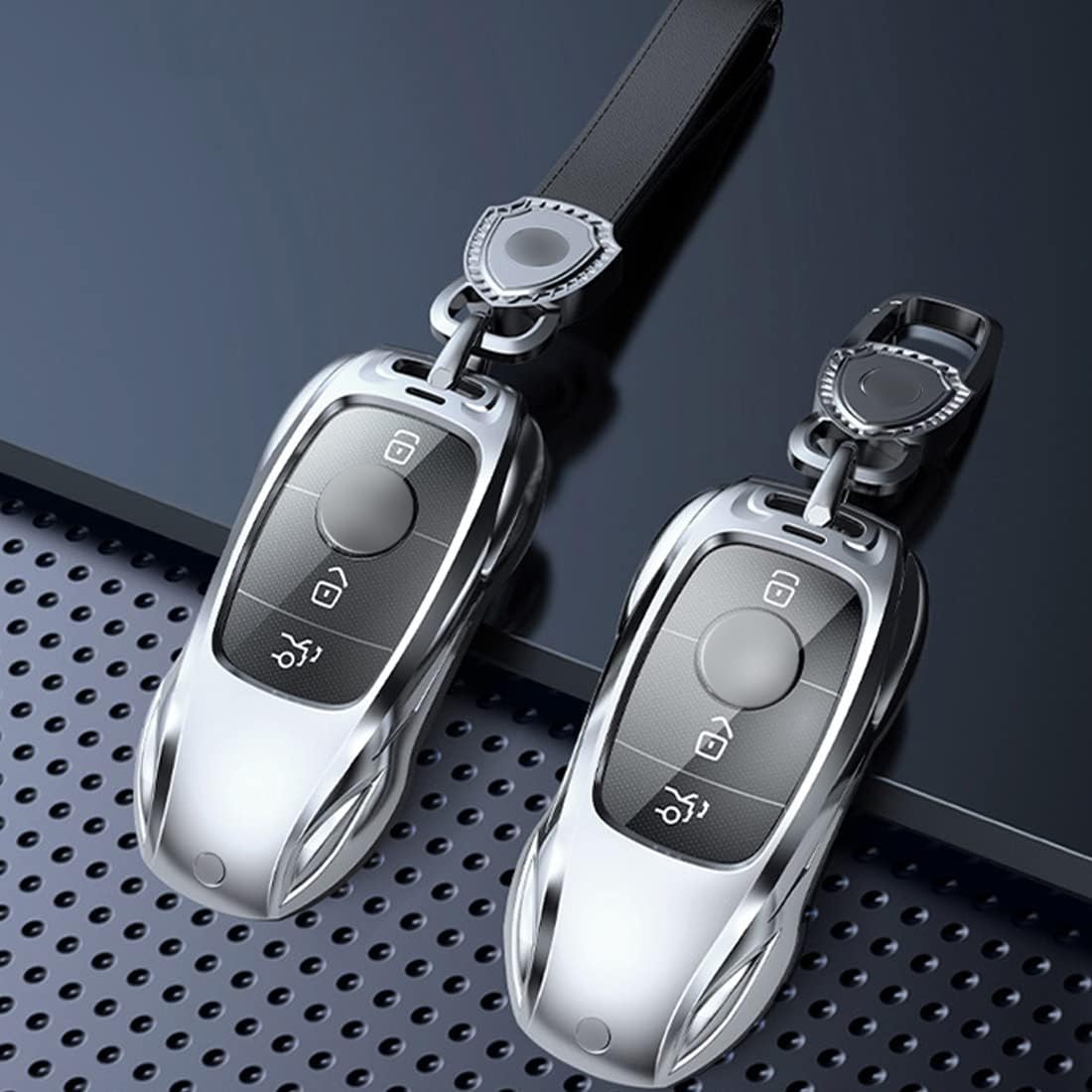 Funda de metal de aleación de zinc compatible con Mercedes Benz Clase S Clase SL Clase C C300 W206 W223 R232 2022 Protector de llave inteligente
