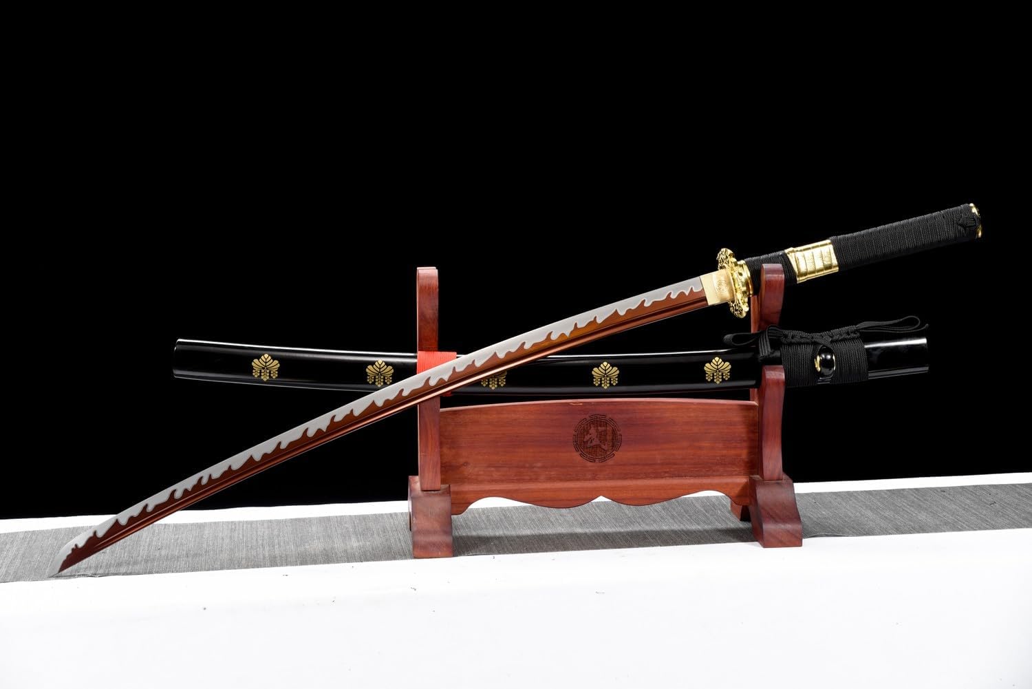HERO SWORD Katana de una pieza lista para combate, T1095, acero de alto carbono, hoja azul, espada Zoro, espada samurái muy afilada, espada japonesa