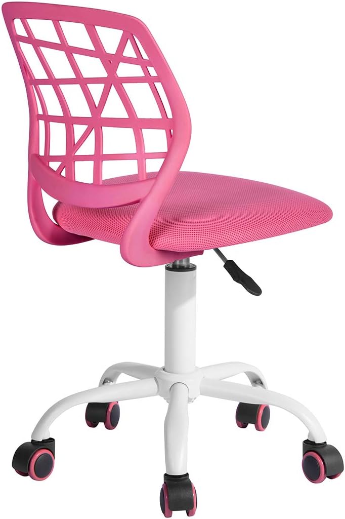 FurnitureR Silla de trabajo para adolescentes, niños y niñas, asiento trasero de tela de malla de polipropileno de baja media, silla de estudio para