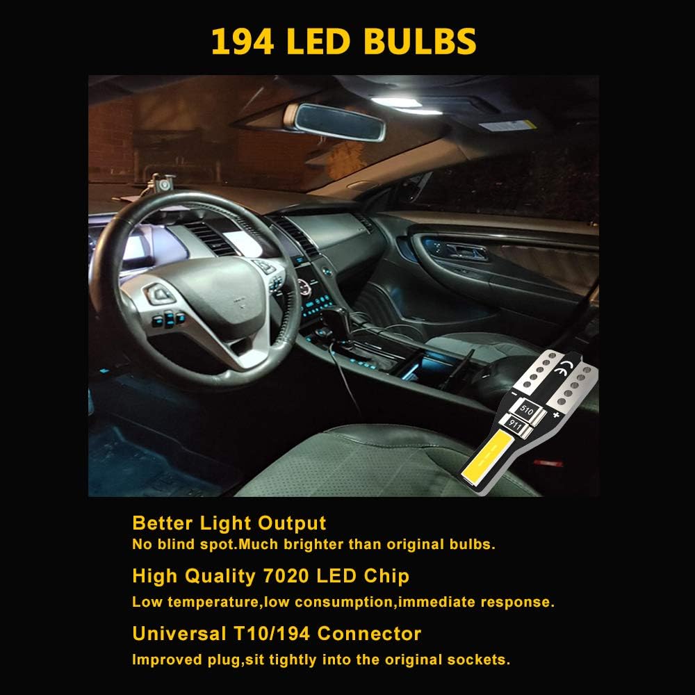 GIVEDOUA 194 bombillas LED interiores 168 bombillas T10 2825 LED superbrillantes 2SMD 7020 chips para interior de automóvil, cúpula mapa, puerta,