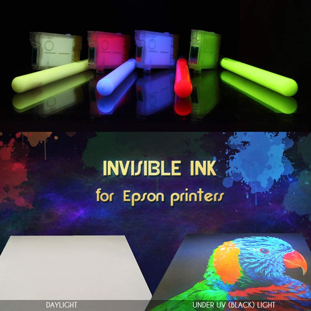 Professional Tinta ULTRAVIOLETA invisible para las impresoras de chorro de tinta 4 colores fijados, 0.3 fl ozcolor, tinta de la luz negra para las