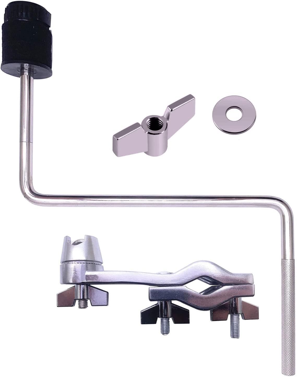 Soporte de abrazaderas de extensión de tambor + brazo de pluma de platillo en forma de Z con tuerca de ajuste rápido para soportes y soportes de