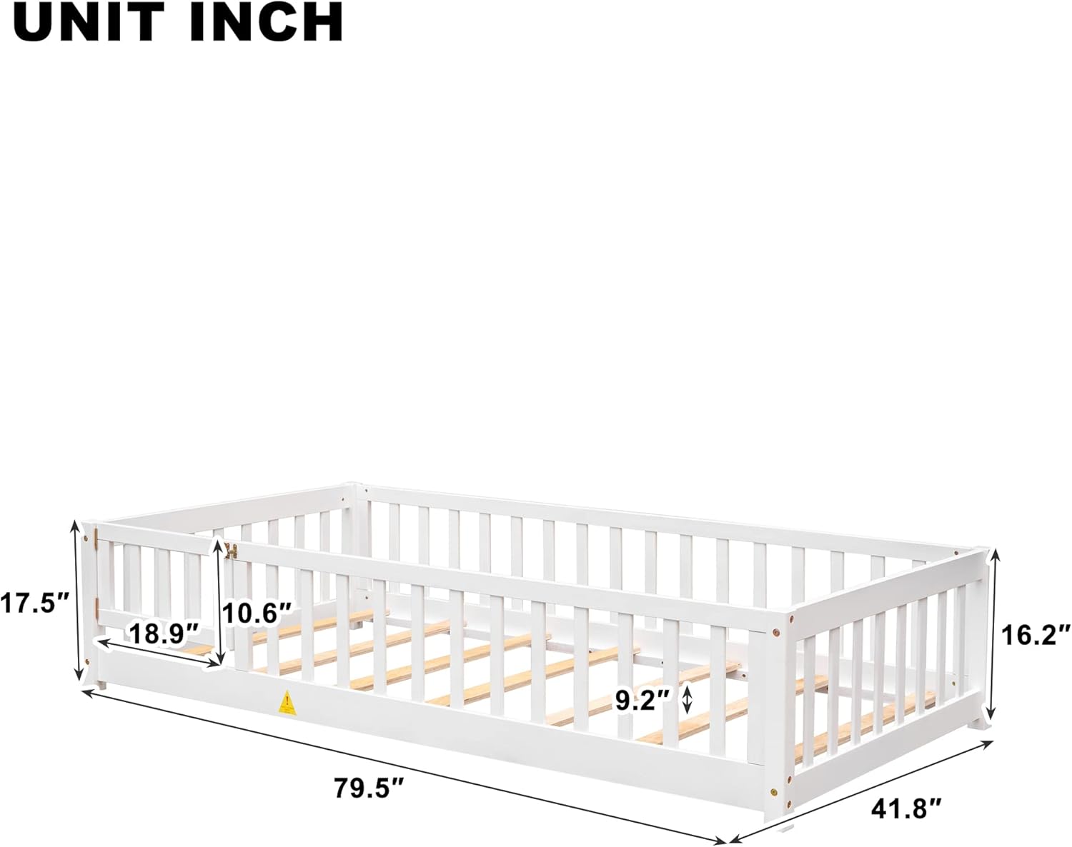 Cama moderna de plataforma de tamaño individual, cama de madera maciza con valla que se puede abrir, cama de madera para niños y niñas, soporte de