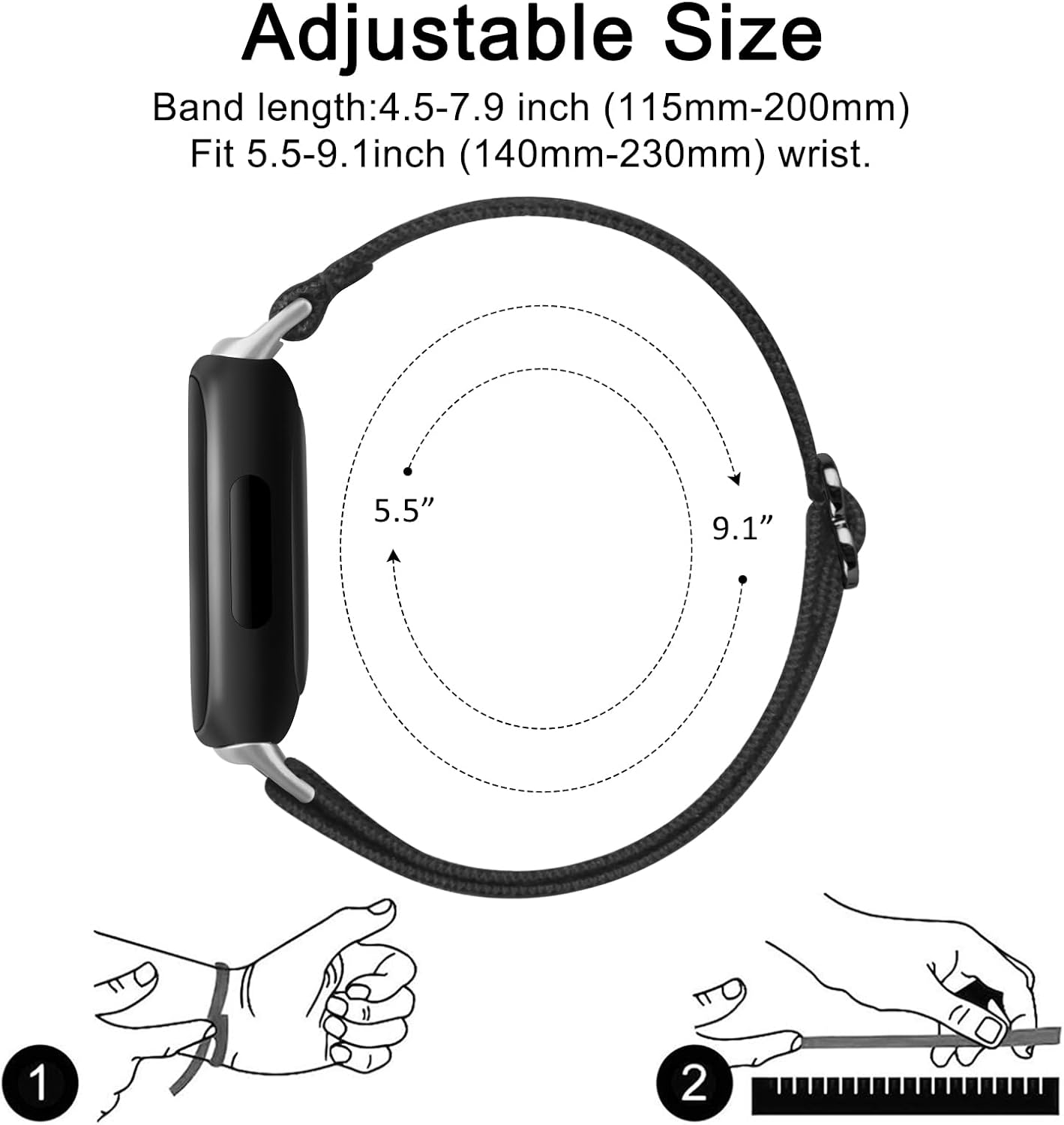 VANCLE Bandas elásticas para Fitbit Inspire 3 bandas para mujer, transpirable, ajustable, de repuesto, elástica, de nailon, correas deportivas