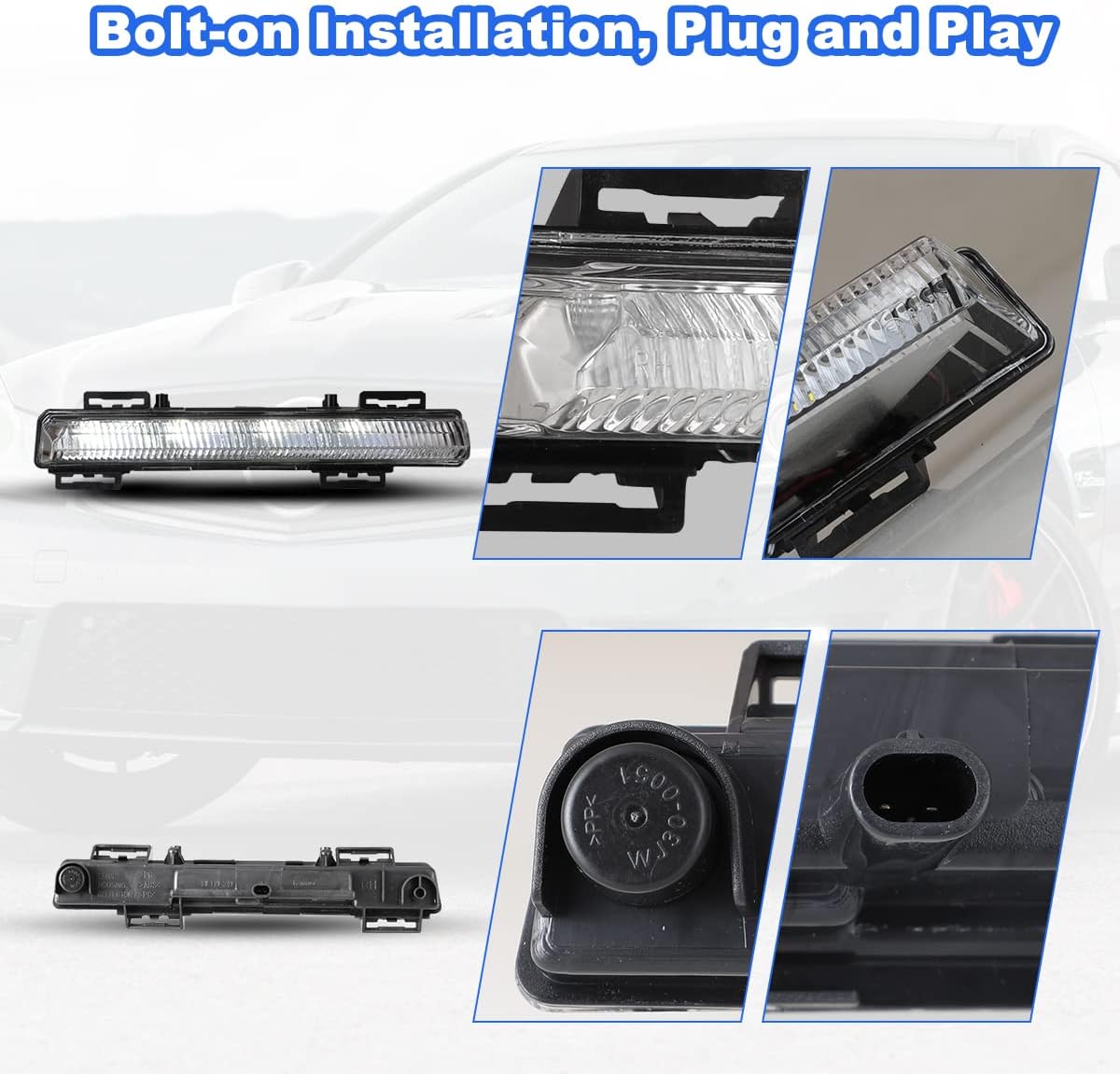 Nixon Offroad Luces antiniebla LED para Mercedes Benz C200C300C63 AMG 2012-2014, luces antiniebla para Mercedes Benz C250C350 2012-2015 (solo modelo