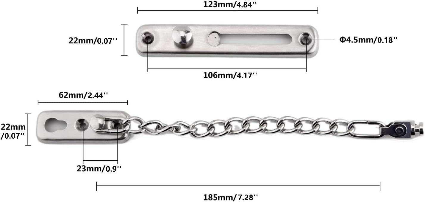 Cerradura de puerta de cadena de acero inoxidable, resistente pestillo interior de la puerta, cerradura de puerta sin llave, añade seguridad