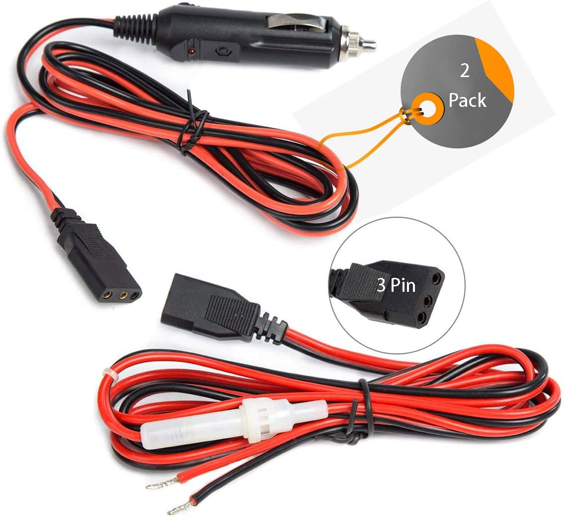 Cable de alimentación de radio Cb de 2 cables, 15 A, 3 pines, cable de alimentación CB con enchufe de encendedor de cigarrillos de 12 V para radio
