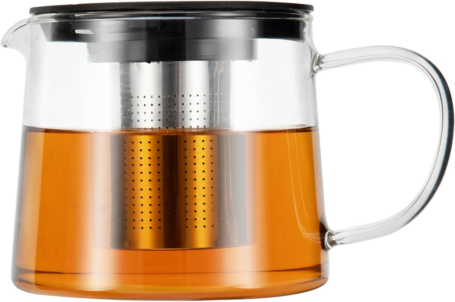 Tetera de vidrio de 34 oz33.8 fl oz con infusor de acero inoxidable extraíble, tetera de vidrio de borosilicato resistente al calor, hervidor de té