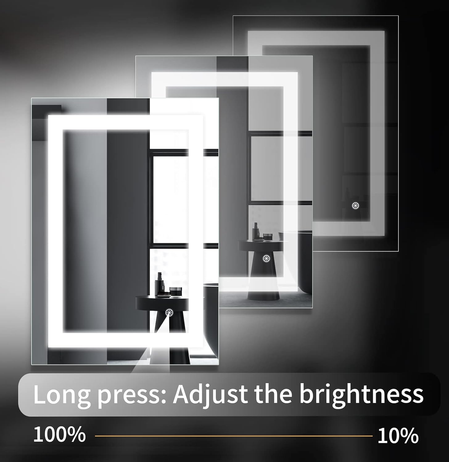 FOMAYKO Espejo de baño LED de 24 x 32 pulgadas, espejo de maquillaje iluminado con luz frontal, espejos regulables montados en la pared con