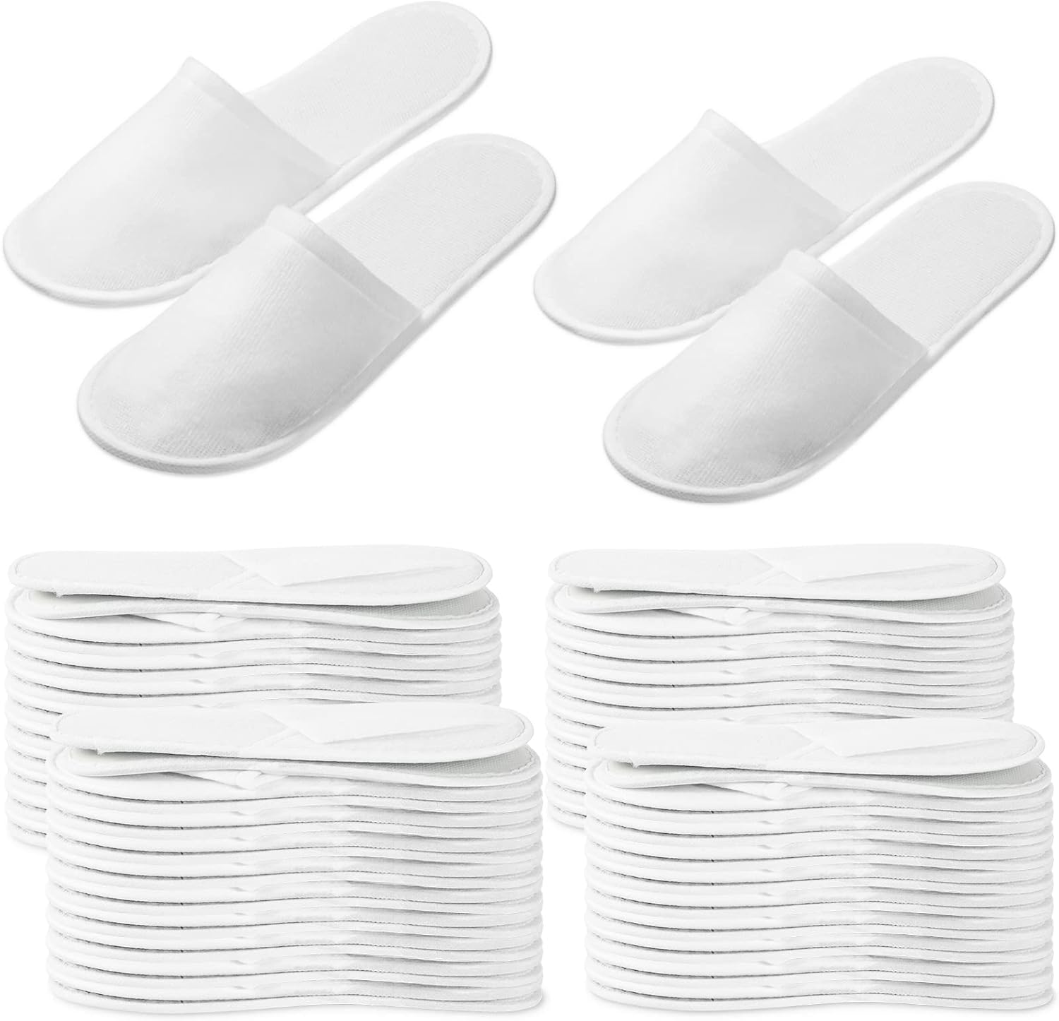 40 pares de pantuflas desechables con punta cerrada, pantuflas de spa, pantuflas blancas de hotel, pantuflas portátiles de viaje, pantuflas de