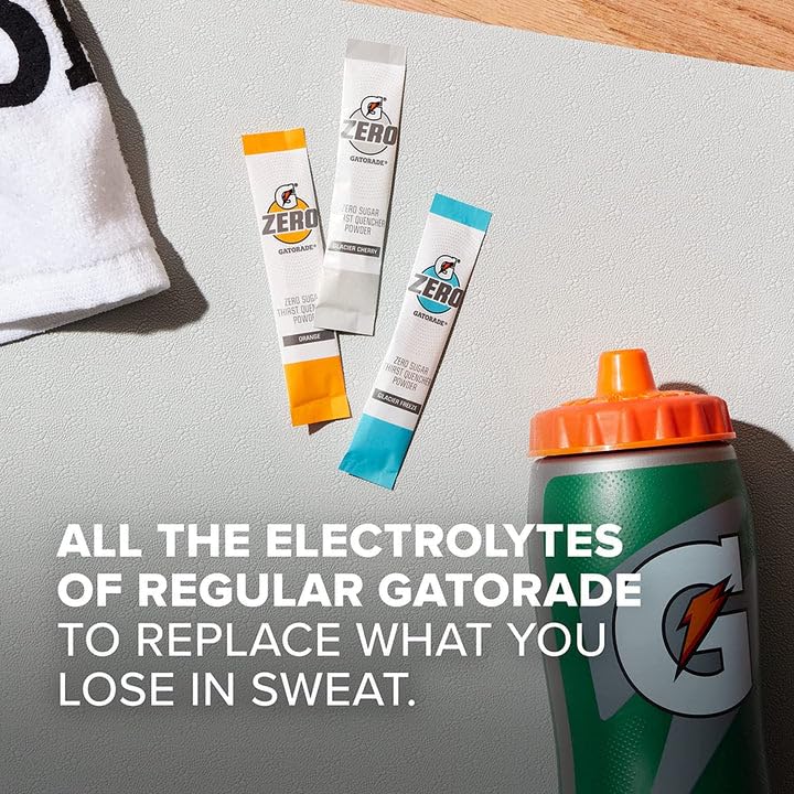 Gatorade Zero – Paquetes de polvo, ponche de frutas, 20 unidades, 0.10 onzas, paquetes de polvo Gatorade sin azúcar (2 paquetes de 10)
