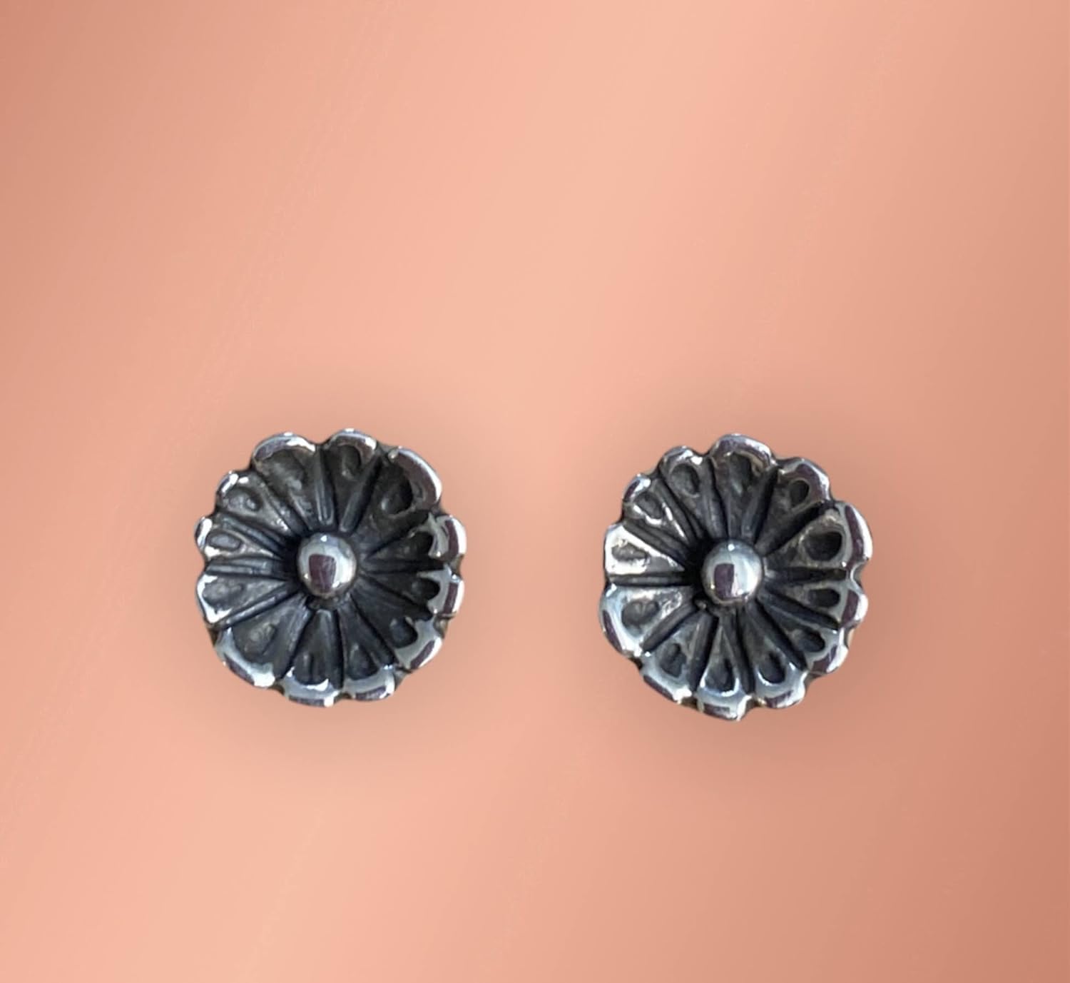 Beautiful Sterling Silver Southwest Blossom Flower Stud Earrings. Made in the heart of New Mexico.
