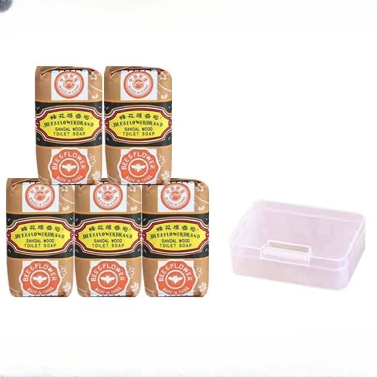 Jabón de sándalo de flor de abeja, mini caja de almacenamiento portátil de viaje, cepillo pequeño lavable, cepillo de maquillaje, limpieza facial,