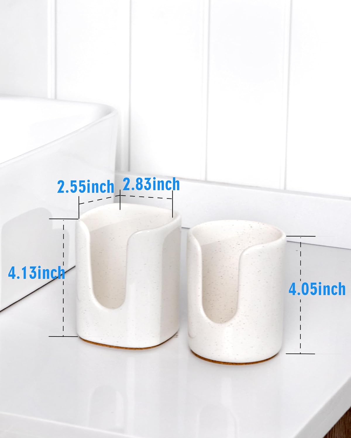 Dispensador de tazas de baño cuadrado de cerámica de 5 onzas para niños y embarazo, soporte de papel desechable para tazas de enjuague bucal en