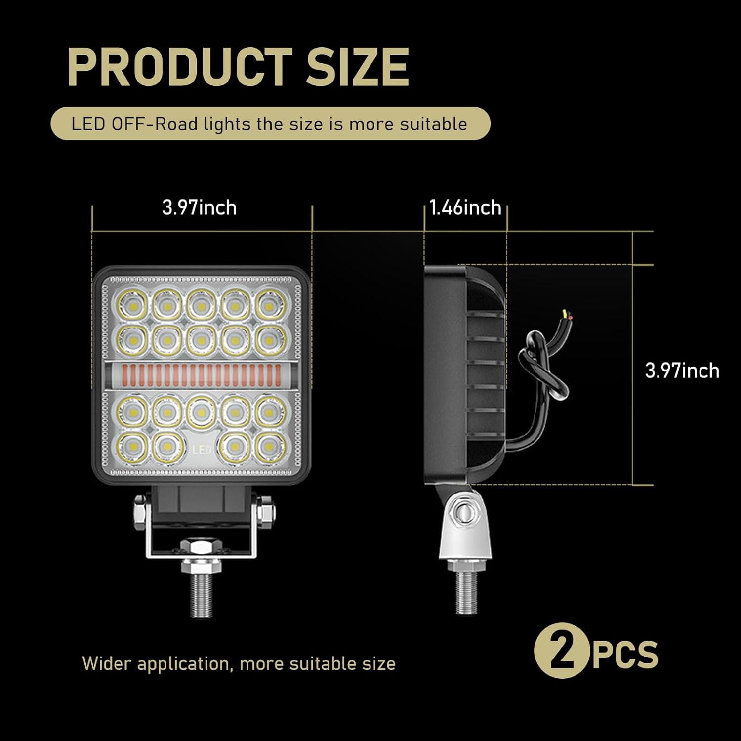 Fogfar 2 luces de trabajo LED de 4 pulgadas, luces de conducción de 38 W, 3800 lúmenes, barras de luz superbrillantes, accesorios de repuesto,