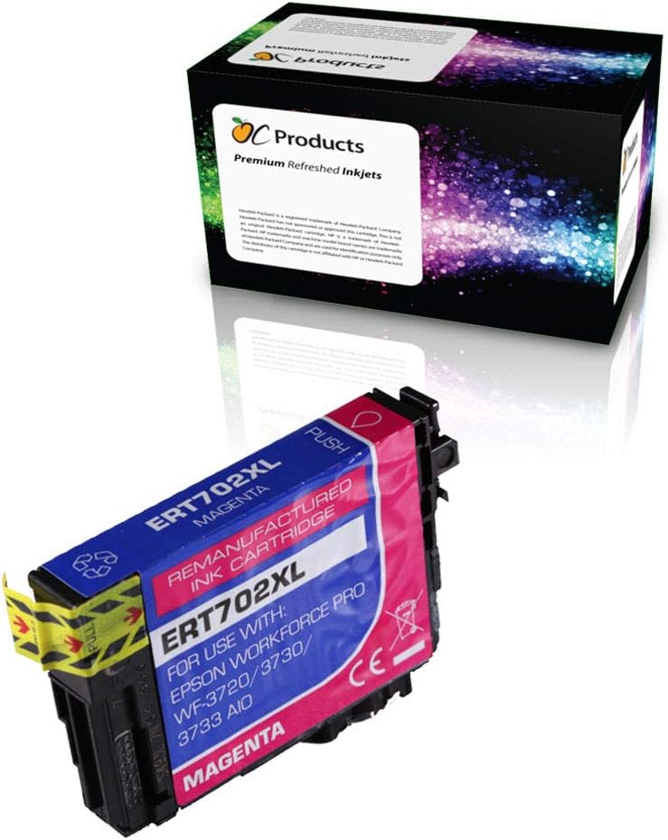Paquete de repuesto de cartuchos de tinta remanufacturados para Epson 702 702XL para WF-3720 WF-3730 WF-3733 (Magenta)