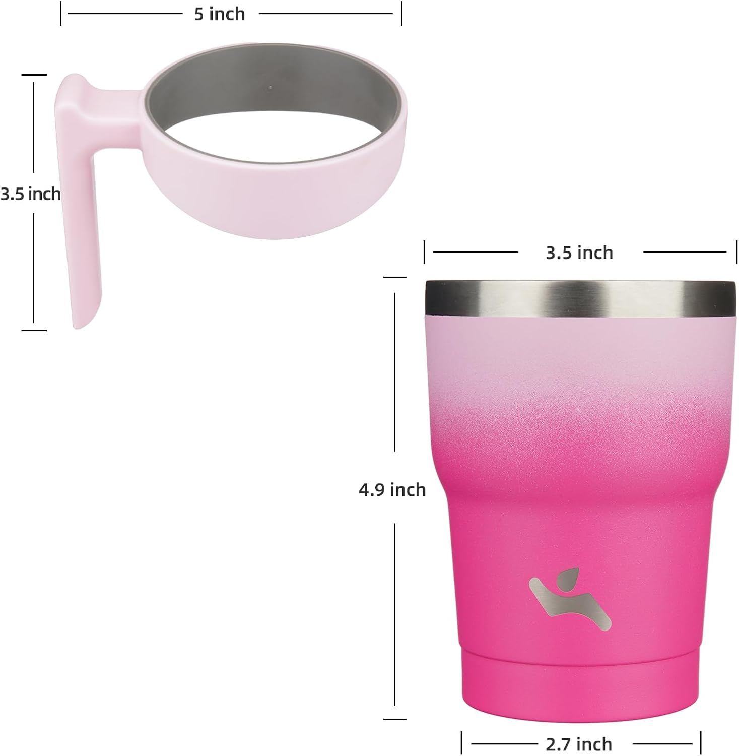 Vaso de 10 onzas con asa y 2 pajillas, 2 tapas, botella de agua aislada de acero inoxidable al vacío, taza reutilizable para viaje, Sakura