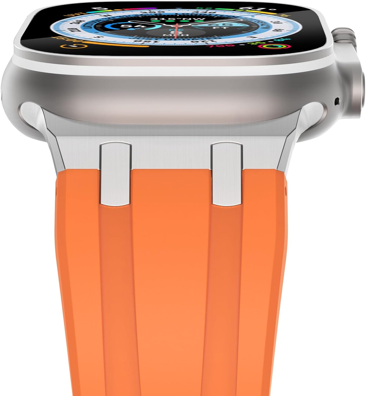 NewWays Correa para Apple Watch Ultra Band de 1.929 in, 1.772 in, 1.732 in, 1.654 in, 1.614 in, 1.575 in, 1.496 in, para hombres, correa de goma de
