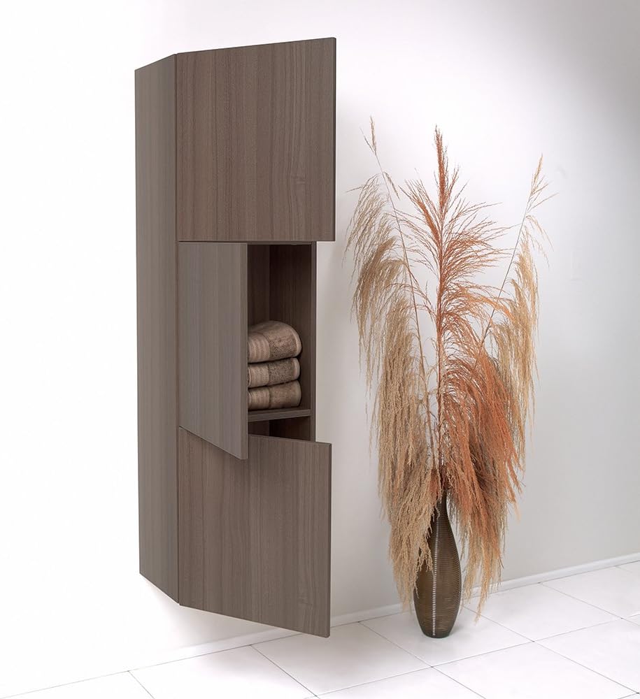 Fresca Armario lateral de baño con 3 grandes áreas de almacenamiento, roble gris