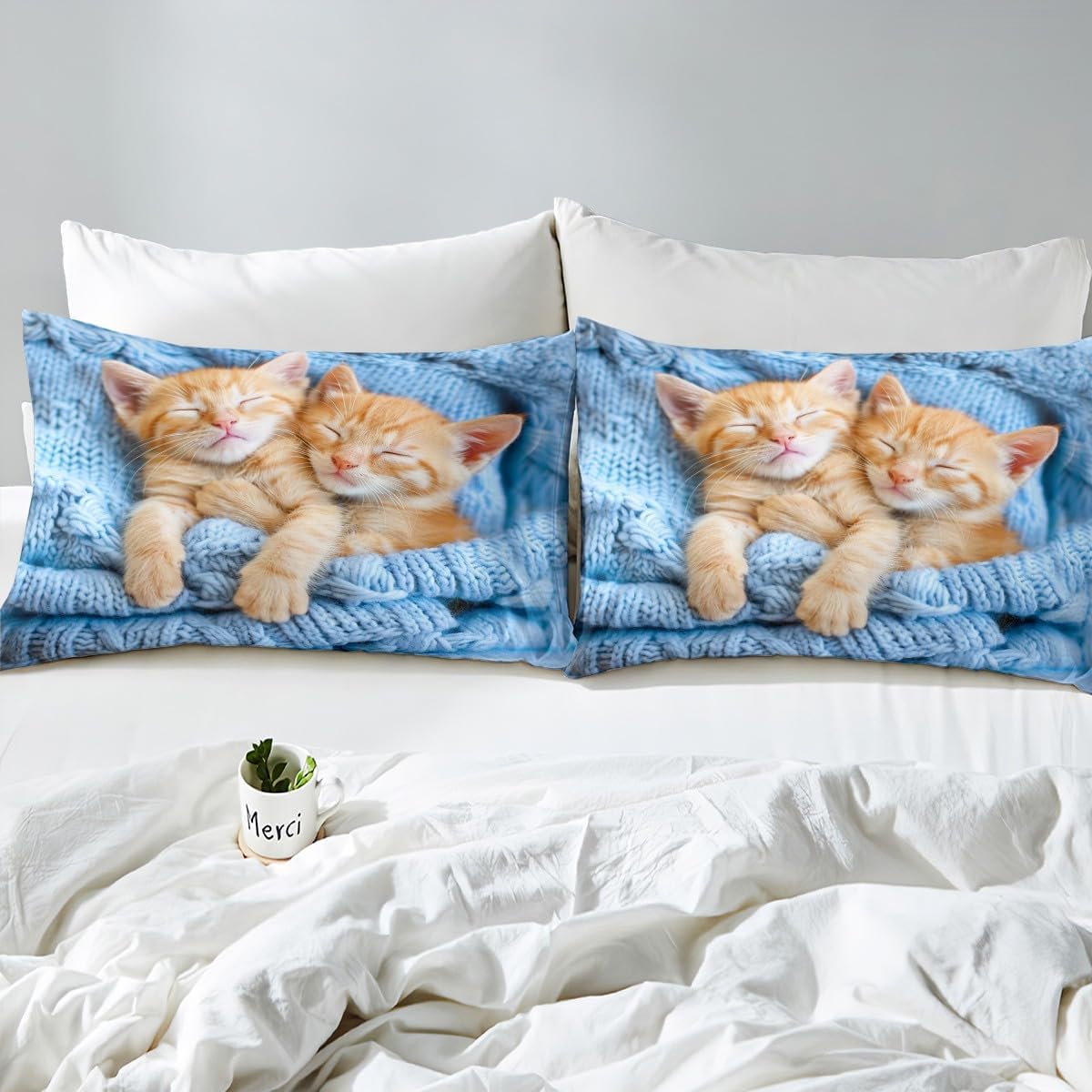 Juego de funda de edredón con diseño de gato para mascotas, lindo gatito, funda de edredón con estampado de gatitos para niños, niñas, adolescentes,