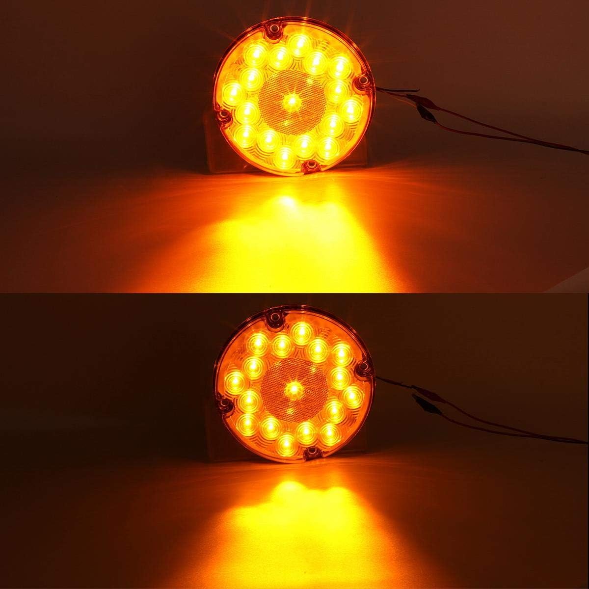 Partsam 2 luces traseras LED redondas de 7 pulgadas para remolque, 17 luces LED impermeables para estacionamiento, luces intermitentes con juntas