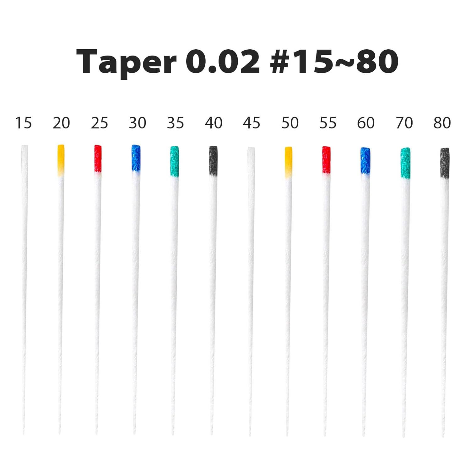 200 puntos de papel absorbente Piuma de grado dental #60 de varios tamaños  Tapper para endodoncia endodóntica dental, estéril, tamaños mixtos