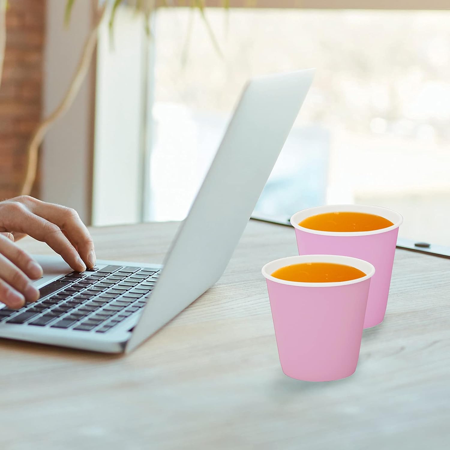 Turbo Bee Paquete de 600 vasos de papel rosa de 3 onzas, vasos desechables para baño, tazas pequeñas para enjuague bucal, tazas de espresso, vasos