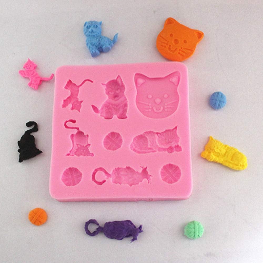Molde de silicona con forma de gato pequeño, molde de pasta de goma para gatito, chocolate, caramelo, magdalena, herramientas de decoración de