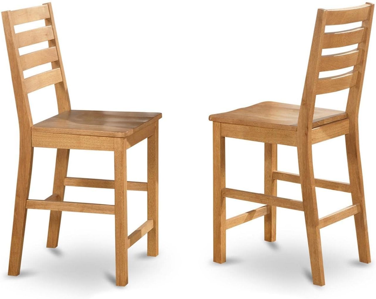 East West Furniture CFS-OAK-W – Juego de 2 sillas de comedor con respaldo de escalera, color roble