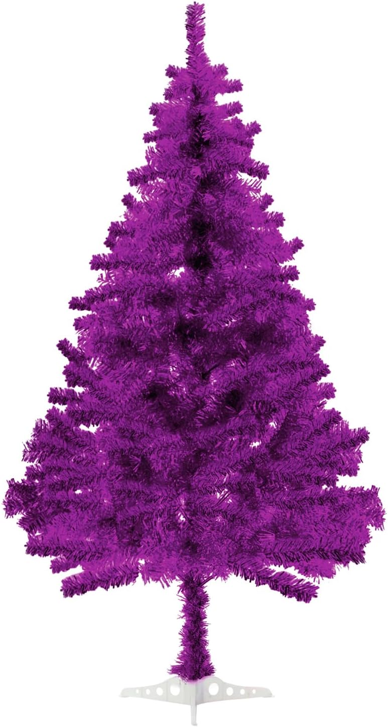 Árbol de Navidad morado, árbol de Navidad de Halloween de 6 pies para decoración de fiestas de temporada, árbol de vacaciones artificial con 550