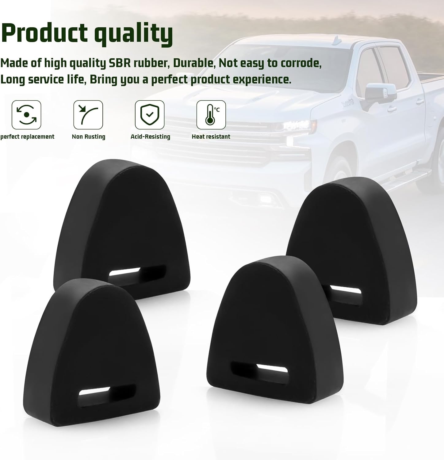 16633065 Parachoques de tope de puerta trasera para parachoques de goma derecho o izquierdo – Compatible con Chevy Silverado Si-er-ra Pickup
