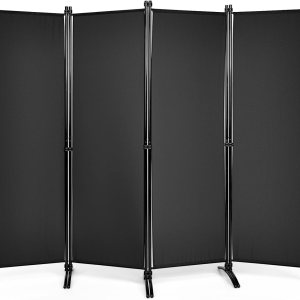 Giantex Divisor de habitación de 4 paneles de 5.6 pies de alto, color negro, pantalla de privacidad plegable portátil ligera, divisor de pared Giantex Divisor de habitación de 4 paneles de 5.6 pies de alto, color negro, pantalla de privacidad plegable portátil ligera, divisor de pared