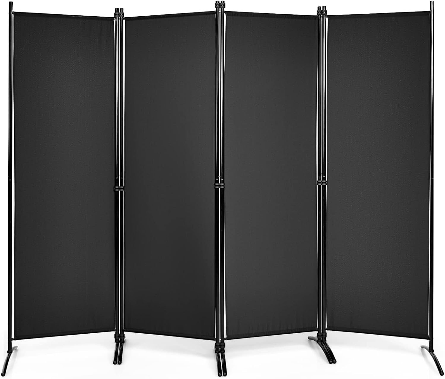Giantex Divisor de habitación de 4 paneles de 5.6 pies de alto, color negro, pantalla de privacidad plegable portátil ligera, divisor de pared