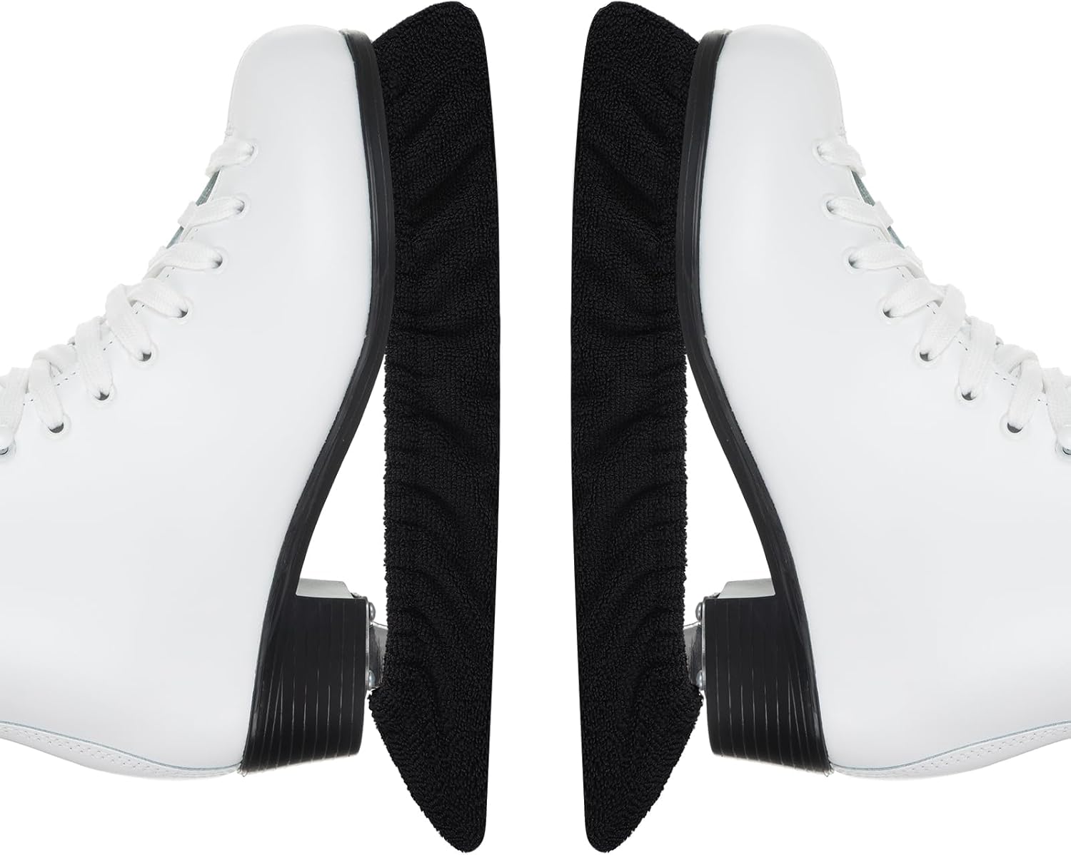 TOBWOLF 4 fundas para hojas de patinaje sobre hielo, tela de rizo negro, cubierta de hoja de patinaje sobre hielo, protector absorbente para patines