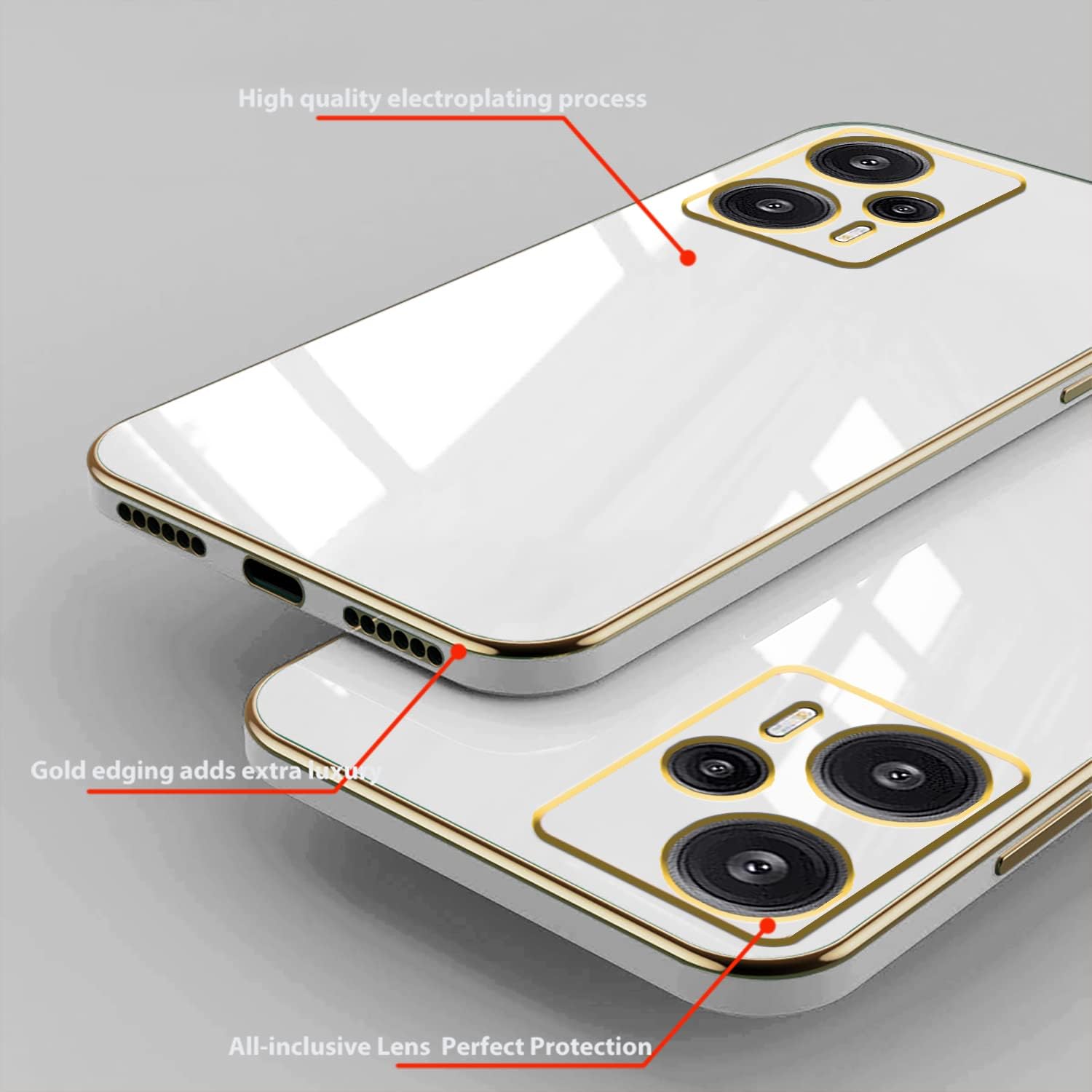 Wousunly Compatible con Poco F5 Funda Silicona Rosa, Chapado Xiaomi Poco F5 Funda para teléfono a prueba de golpes Funda delgada y suave (blanco)