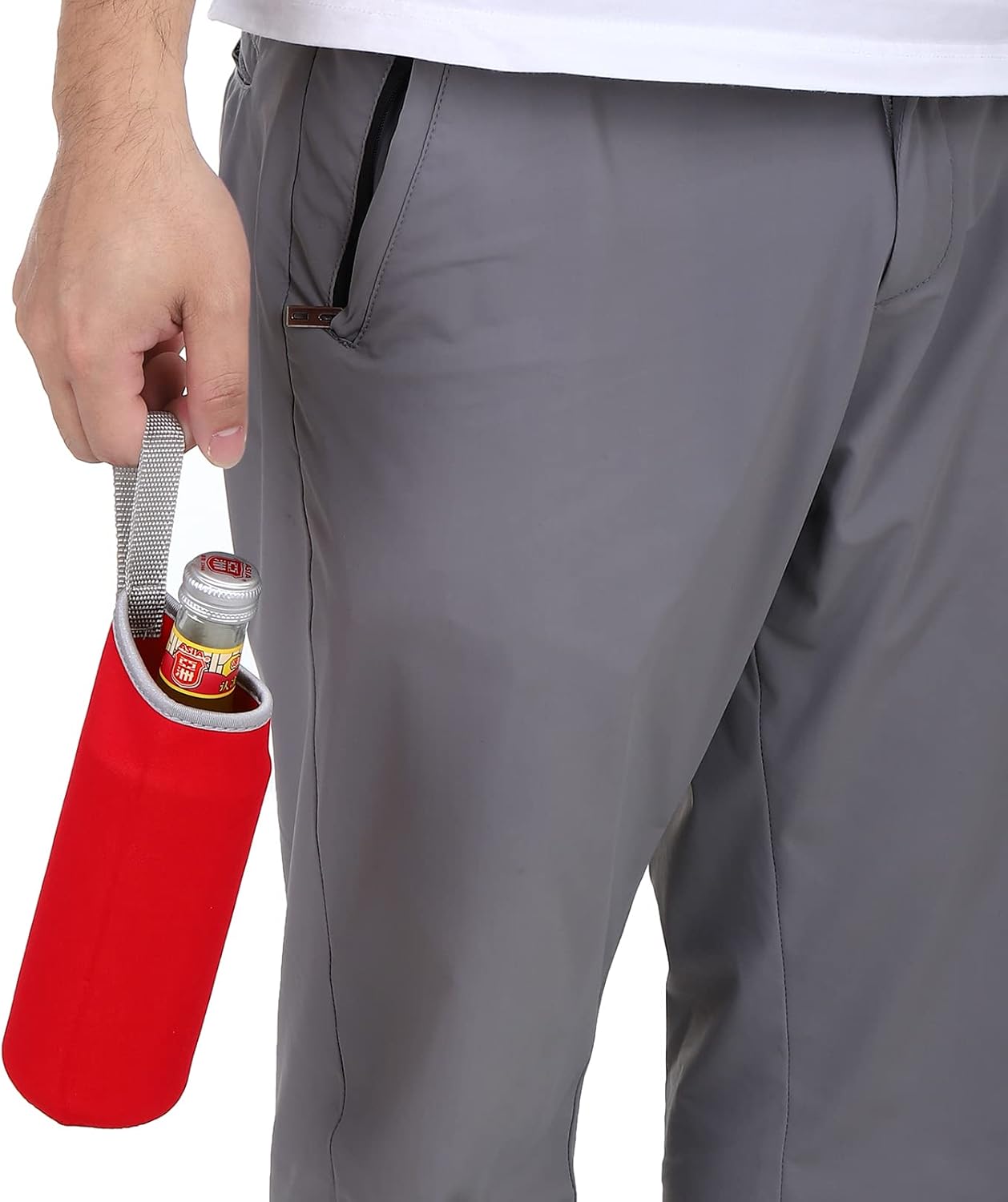 PATIKIL Funda para botella de agua de 2.559 in x 7.087 in, paquete de 4 bolsas de neopreno aisladas para botellas con correa para los dedos, color