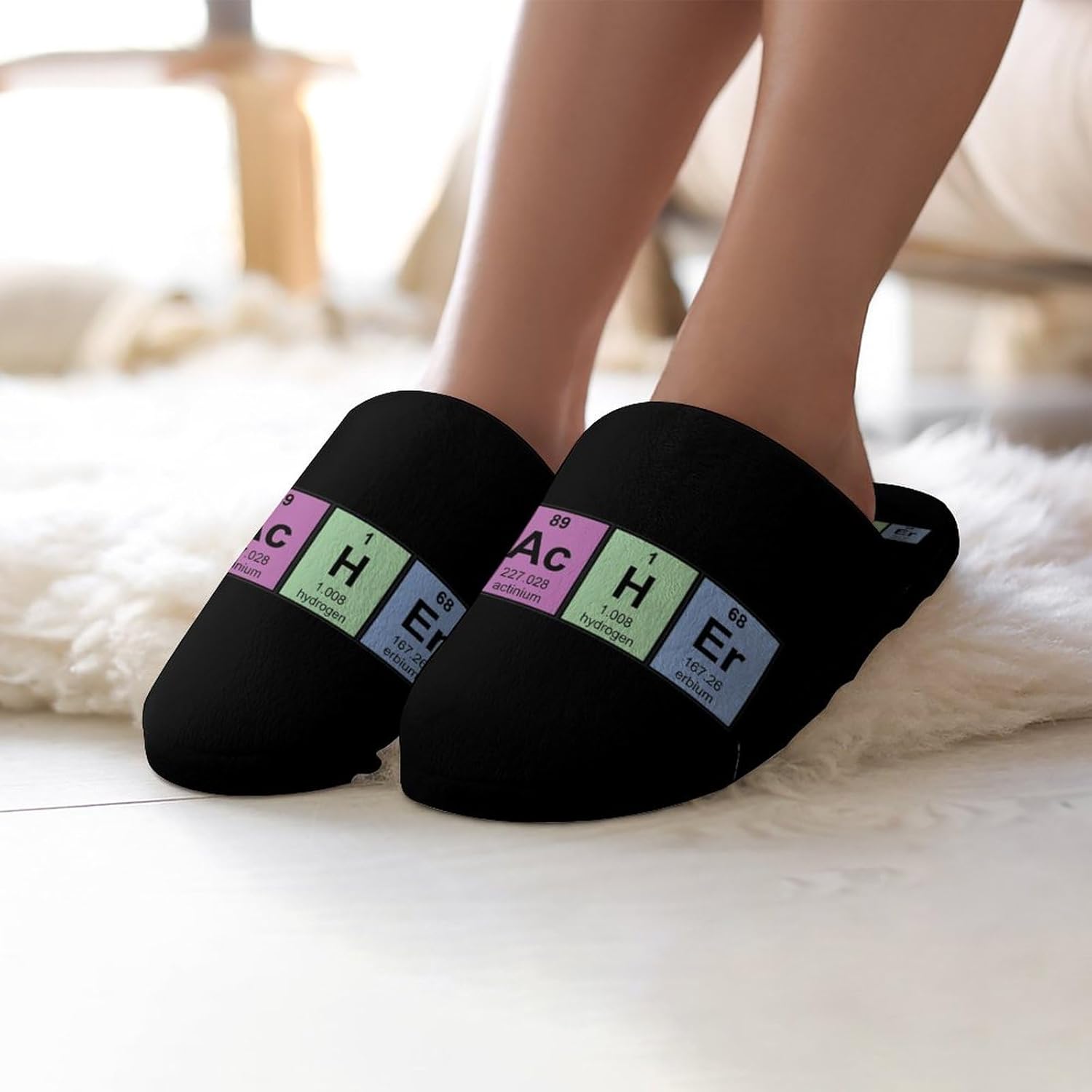 Science Teacher Chemical Elements Slippers For Women Indoor Washable Non Slip Light Soft House Cotton Shoes Bedroom