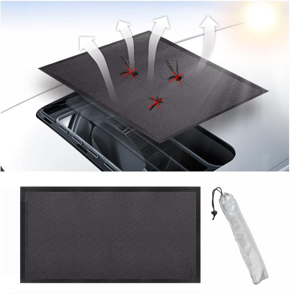 VARGTR Parasol para techo solar de automóvil, red magnética para sombra, cubierta para techo de automóvil, pantalla magnética de malla transpirable,