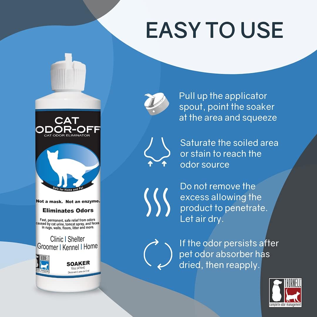 Thornell – Spray eliminador de olores de mascotas para gatos, aroma original, 16 onzas, listo para usar, eliminador de olores de orina de gato,
