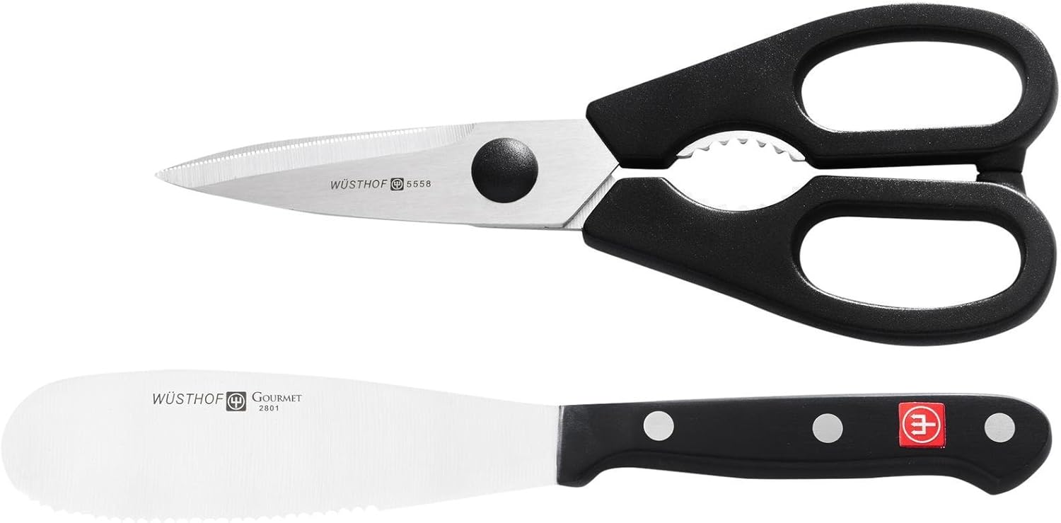 WÜSTHOF Gourmet – Juego de 2 tijeras de esparcidor y tijeras de cocina  Tijeras de cocina de 5 pulgadas de arena  Cuchillo esparcidor de condimentos