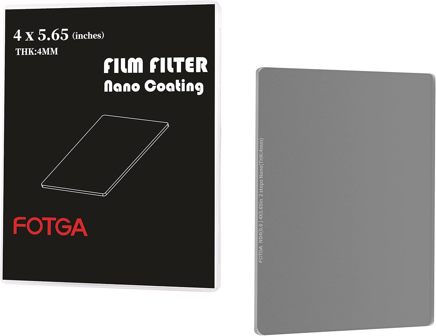 Fotga Pro Glass Cine 4X5.65 ND4 0.6 Filtro de densidad neutra de vidrio 2 paradas MC Nano revestimiento de 0.157in de grosor para bandejas de filtro