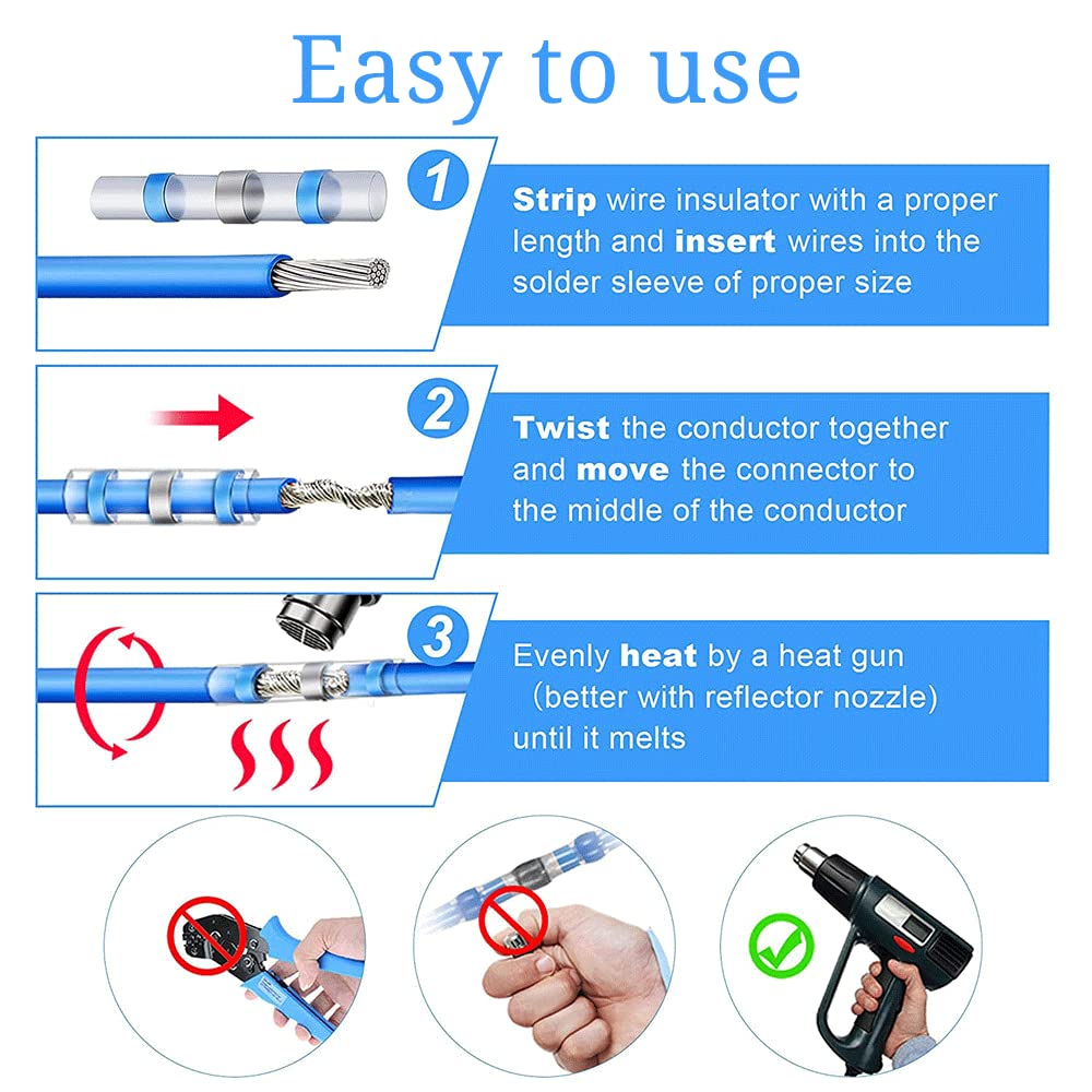 330 conectores termorretráctiles a tope – Kit de conectores de cable duraderos para uso automotriz y marino, impermeable y aislado, surtido de