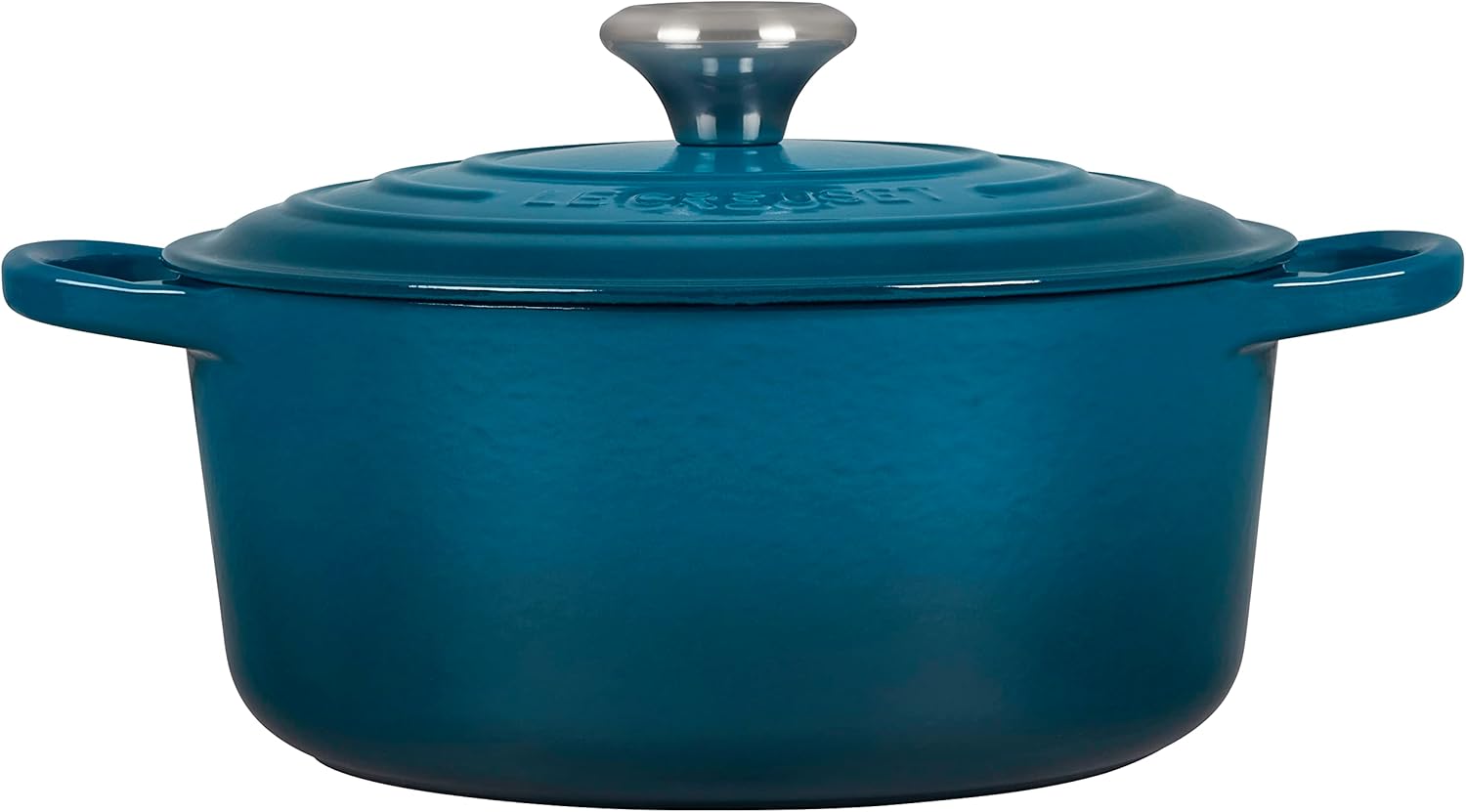 Le Creuset Horno holandés redondo de hierro fundido esmaltado, 4.5 cuartos de galón, verde azulado profundo