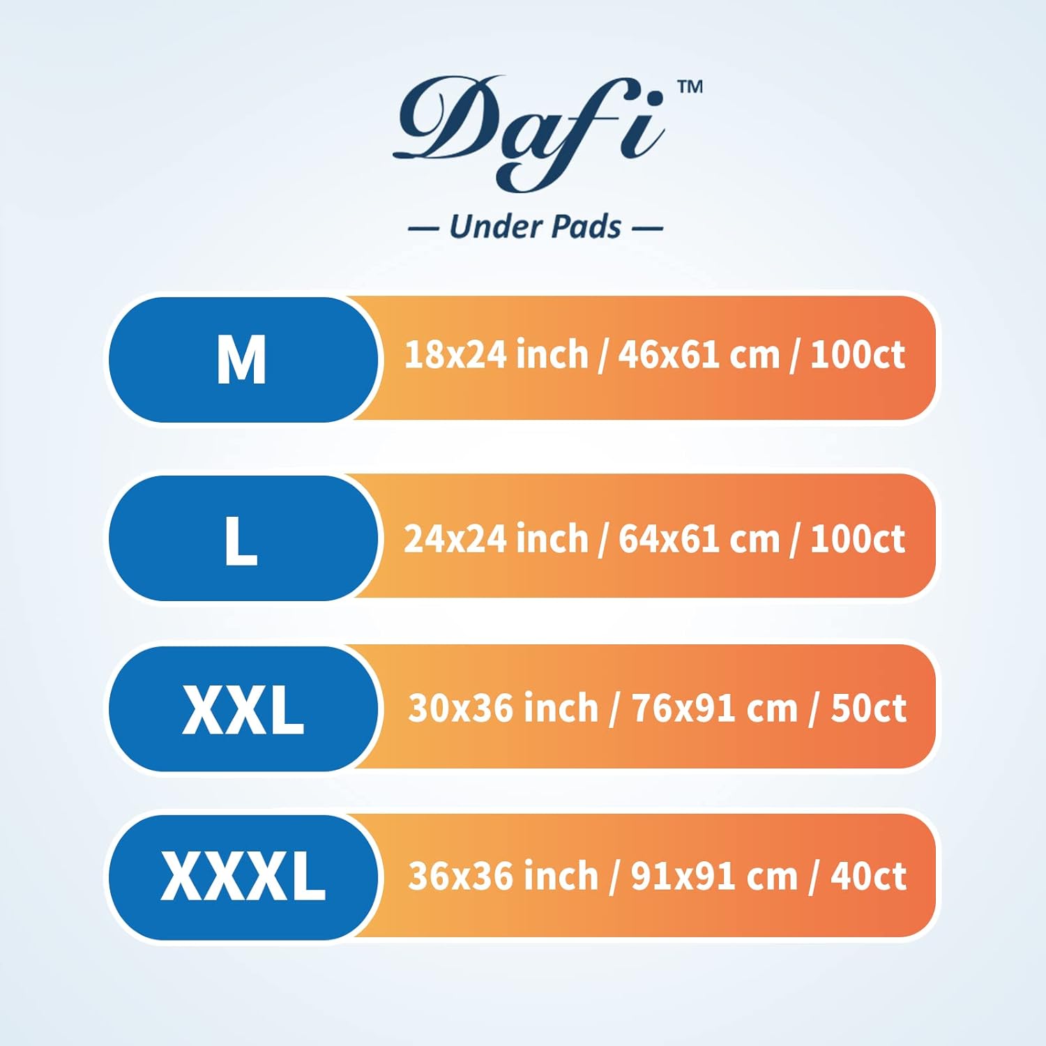DAFI Disposable Bed Pads Large 24x 24(100 Count) Adult Incontinence Underpads, Effective Odor Control Pee Pads, Chucks Pads, Super Absorbent